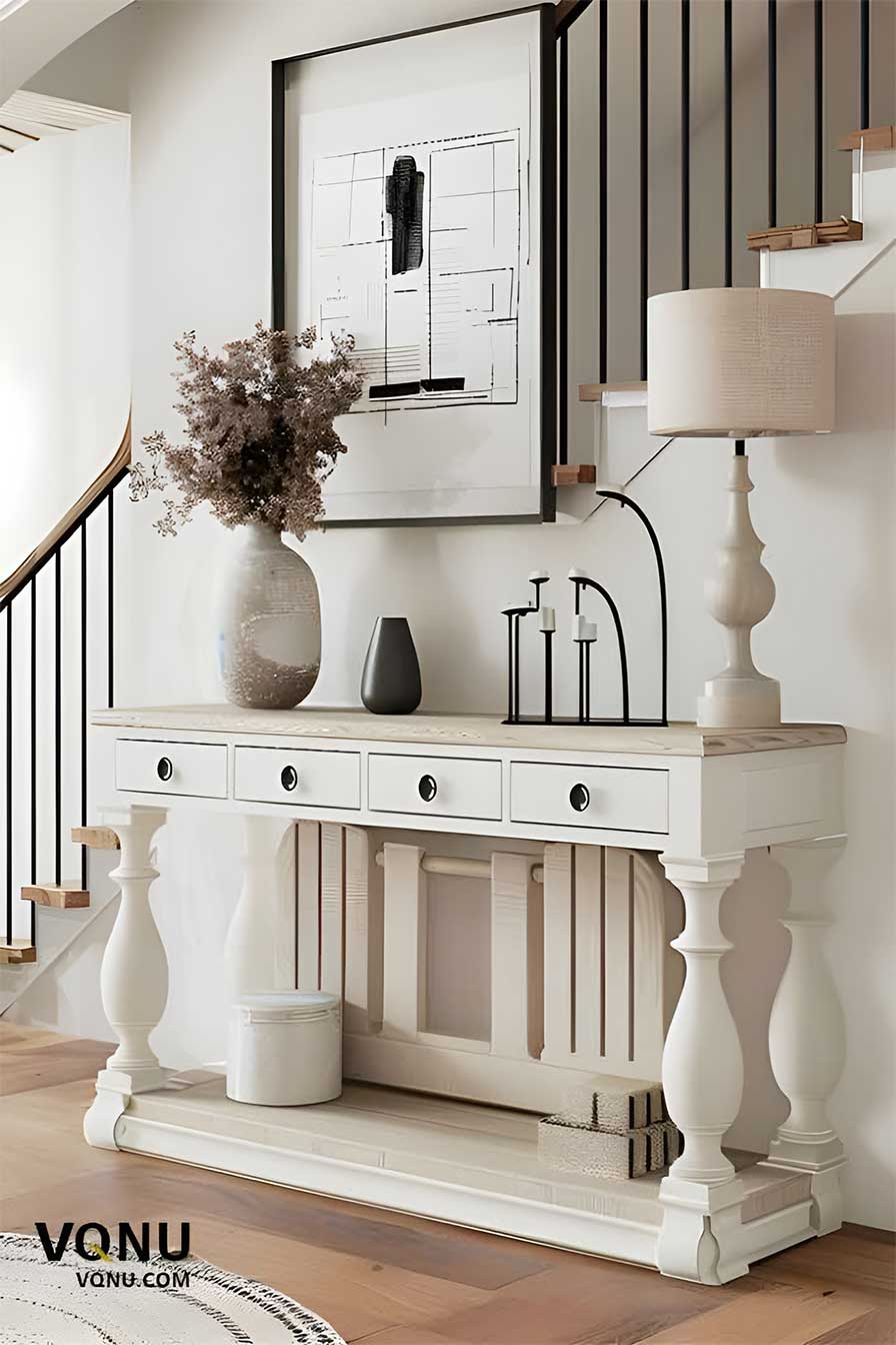 4-Draw Wood Console Table