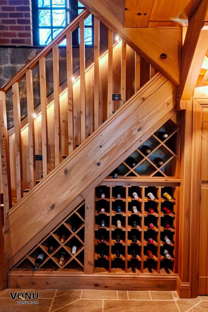 Oak Stairs With Built In Wine Rack